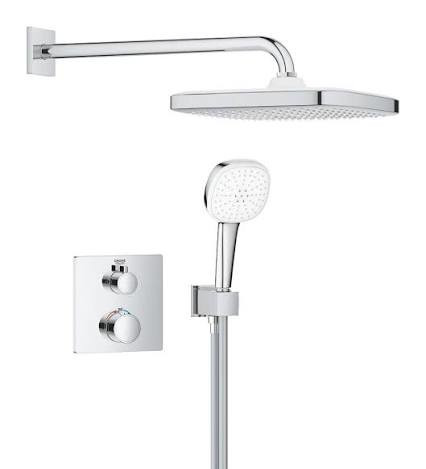 Grohtherm душ система за вграждане Tempesta 250 Cube без вградено тяло