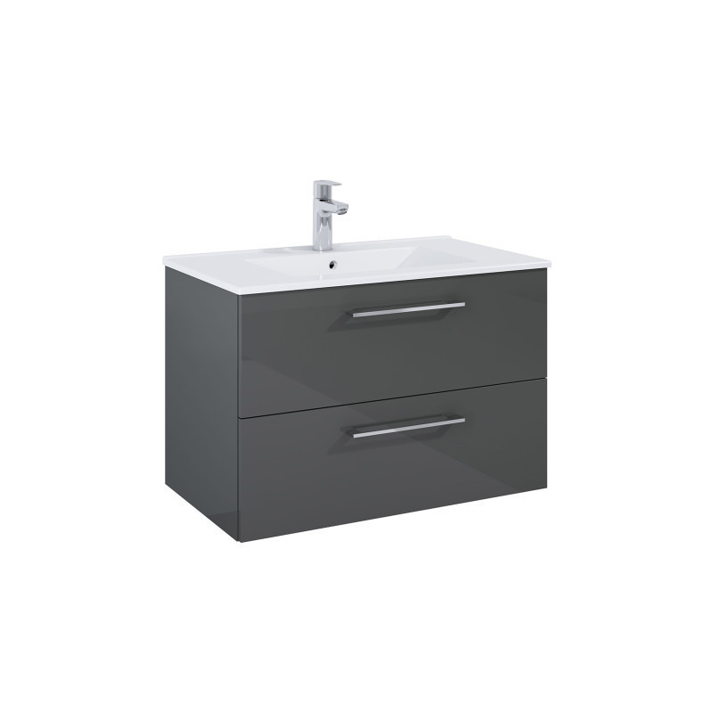 ДОЛЕН ШКАФ С МИВКА ROMA PLUS 80 см glossy anthracite grey