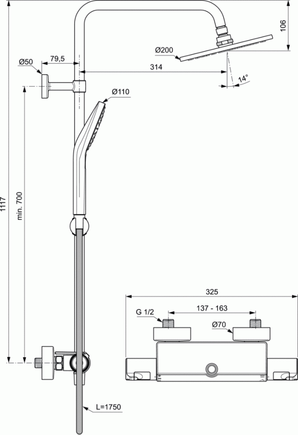 Душ система Ceratherm T50 