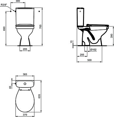 WC комплект Ulysse S W835901 вертикално оттичане странично захранване плавно затваряне