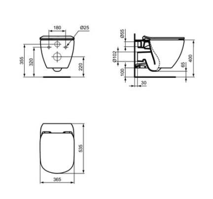 WC Комплект за вграждане Tesi AquaBlade T386701 с активатор Oleas хром R0121AA
