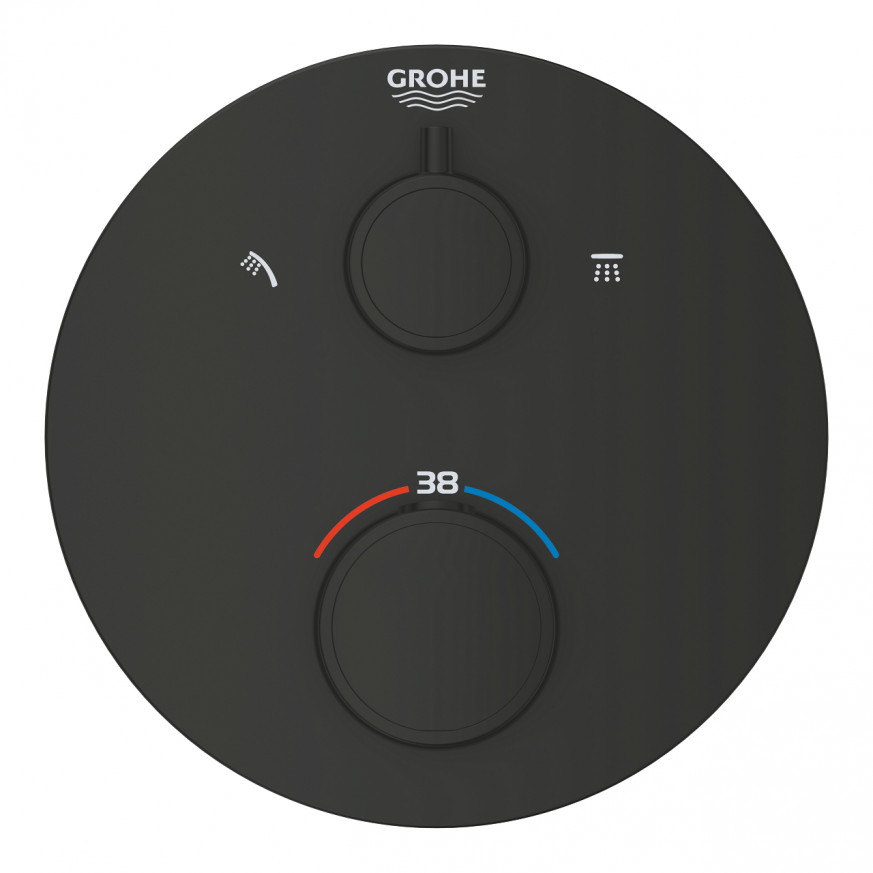 Термостатен смесител за душ Grohtherm  с 2 изхода и вграден превключвател matte black