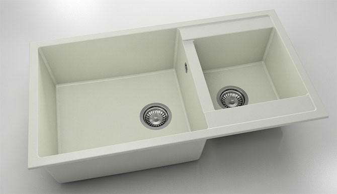 Кухненска мивка с две корита 80х49см от полимермрамор 233