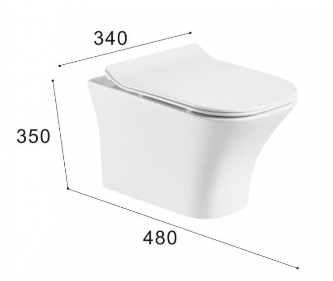 Конзолна тоалетна чиния ICC 3435W Slim Rimless с капак плавно затваряне