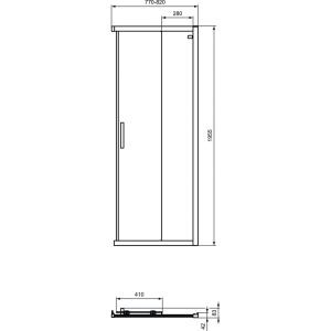 Плъзгаща врата 900х1955мм за квадратна или правоъгълна душ кабина черен мат CONNECT 2 K9261V3