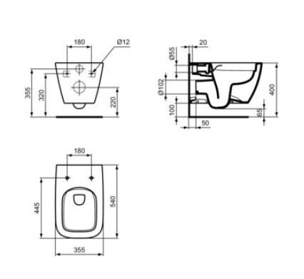 WC комплект за вграждане I.life B с активатор Oleas черен мат R0116A6