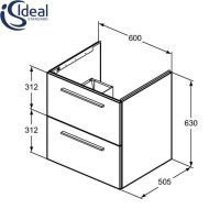 Комплект шкаф със мивка 60см., Ideal Standart I.LIVE B сив гланц с 2 чекмеджета