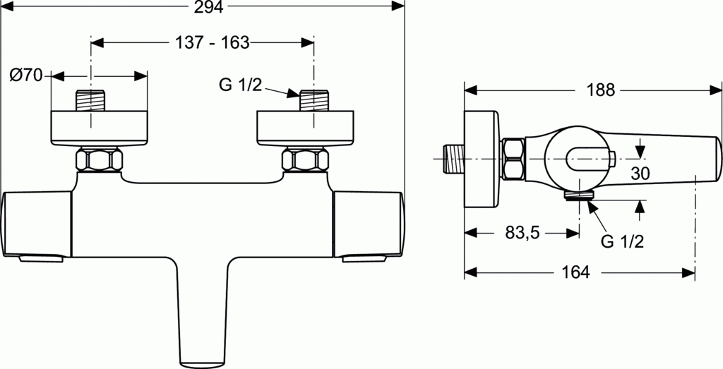 Термостатен смесител за вана-душ Ceratherm 100 NEW A4623AA