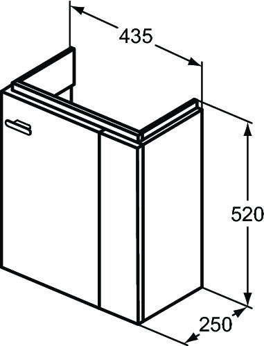 Шкаф за мивка Guest с дясна платформа  43.6 см Connect Space E0371KR сив гланц