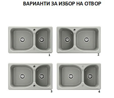 Кухненска мивка с две корита 95х49см от граниксит 214