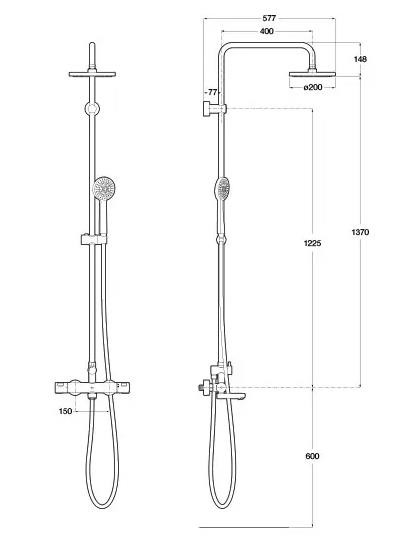 Термостатична колона за вана и душ Victoria-T Basic A5A2N18C00 с чучур