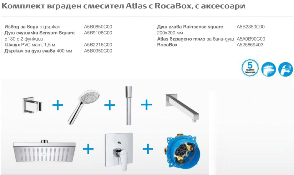Промо комплект Atlas за вграждане с Roca box 910129