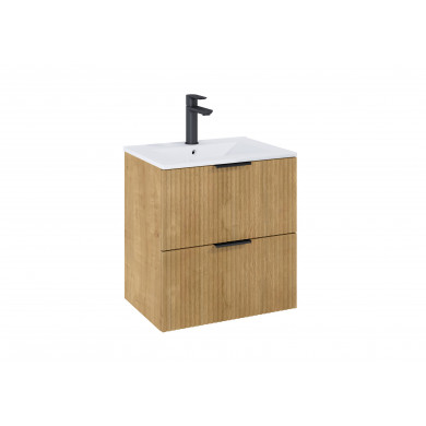 Долен шкаф Unik Reef с 2 чекмеджета и умивалник, 60см, Light Oak