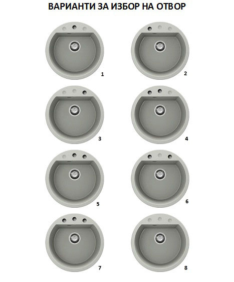 Кръгла кухненска мивка от полимермрамор 223