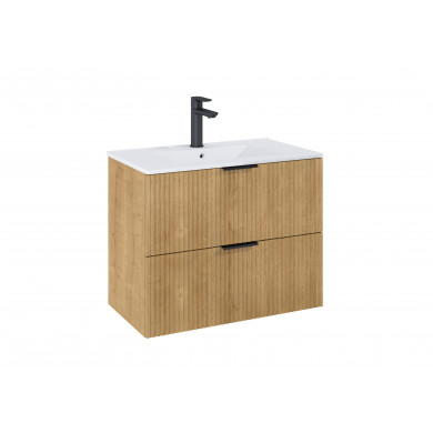 Долен шкаф Unik Reef с 2 чекмеджета и умивалник, 80см, Light Oak