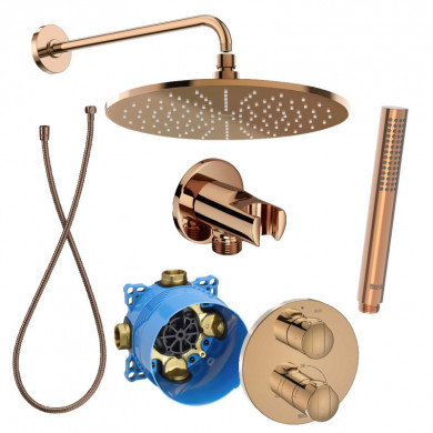 Комплект с вграден термостатичен смесител T-1000 с аксесоари rose gold