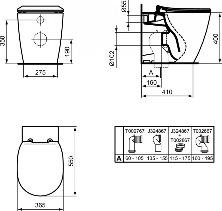 Конзолна тоалетна чиния Connect AquaBlade E047901