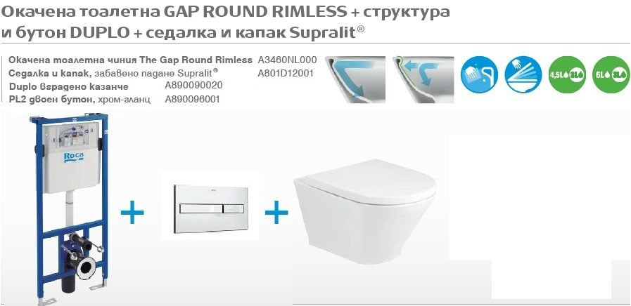 Промо комплект 4 в 1 Структура Duplo и тоалетна Gap Round Rimless