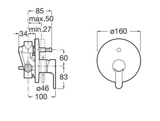Вграден смесител за вана-душ L20 A5A0A09C00