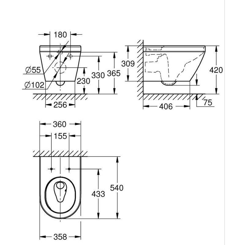 Стенна тоалетна чиния Euro Ceramic Triple Vortex new