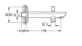 Чучур за вана с превключвател Bau Contemporary, 171mm 13390000