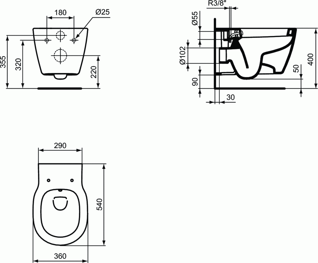 Конзолна тоалетна чиния Connect с бидетна арматура  E772101