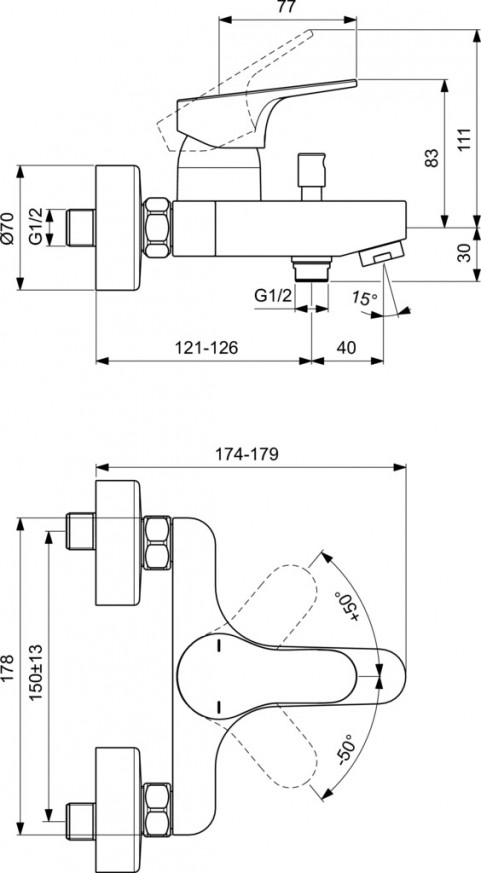 Смесител за вана/ душ Cerabase BC843AAA