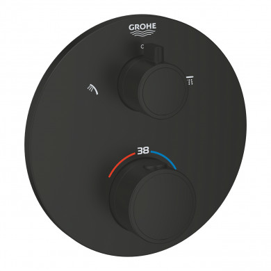 Термостатен смесител за душ Grohtherm  с 2 изхода и вграден превключвател matte black