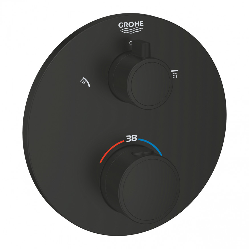 Термостатен смесител за душ Grohtherm  с 2 изхода и вграден превключвател matte black