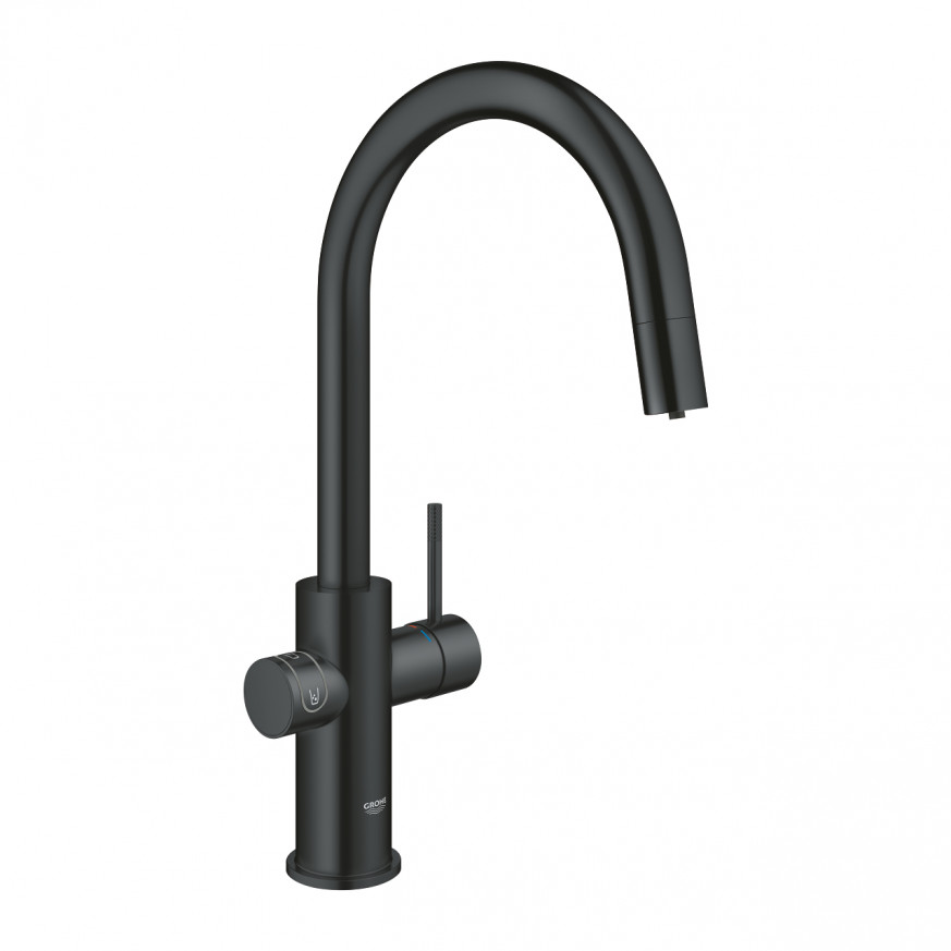 Комплект GROHE Blue Home  с C-чучур с издърпващ се аератор velvet black