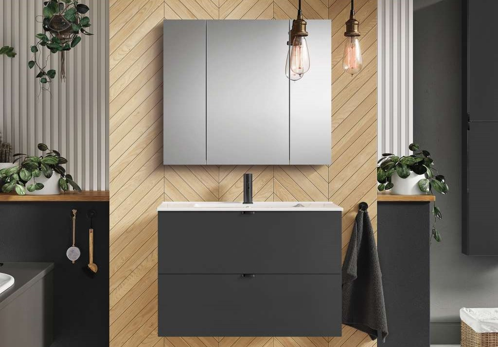 Долен шкаф с мивка Elegant 80cm черен мат