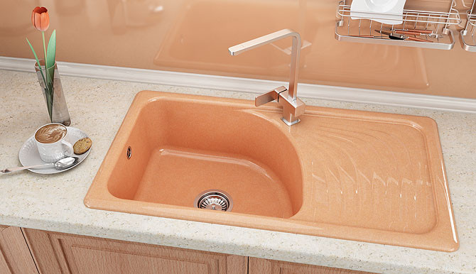 Кухненска мивка с десен плот 90х49см от граниксит 205