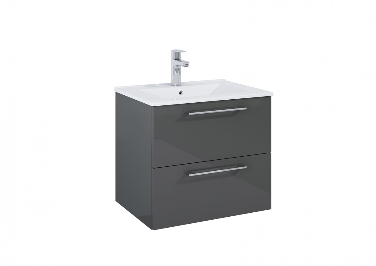 ДОЛЕН ШКАФ С МИВКА ROMA PLUS 60 см glossy anthracite gery