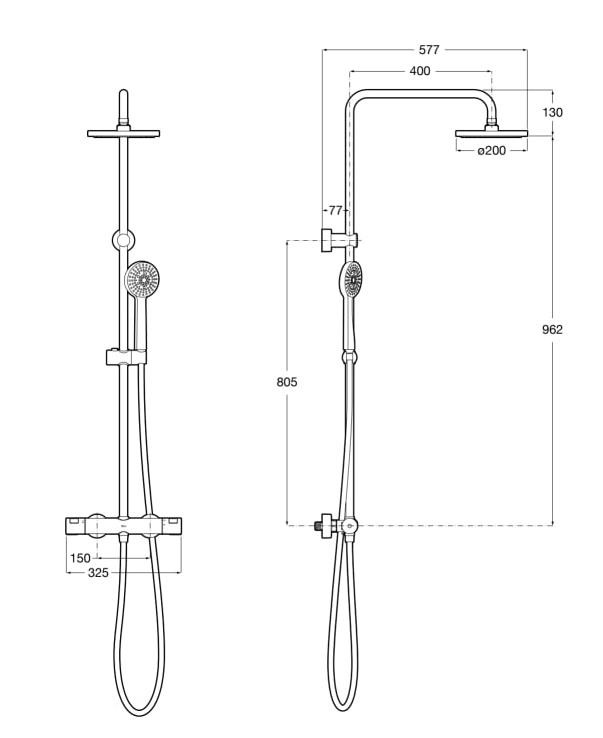 Термостатична душ колона Victoria-T Basic A5A9F18NB0, черен мат 