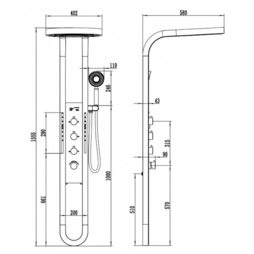 ХИДРОМАСАЖЕН ПАНЕЛ - цвят  GUN GREY