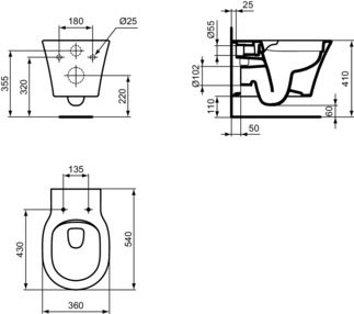 WC комплект за вграждане Connect Air Rimless+ R052501/R0116A6/R0119A6