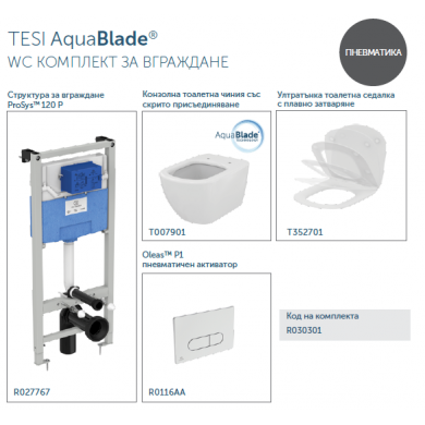 WC комплект за вграждане Tesi Aqablade® R030301