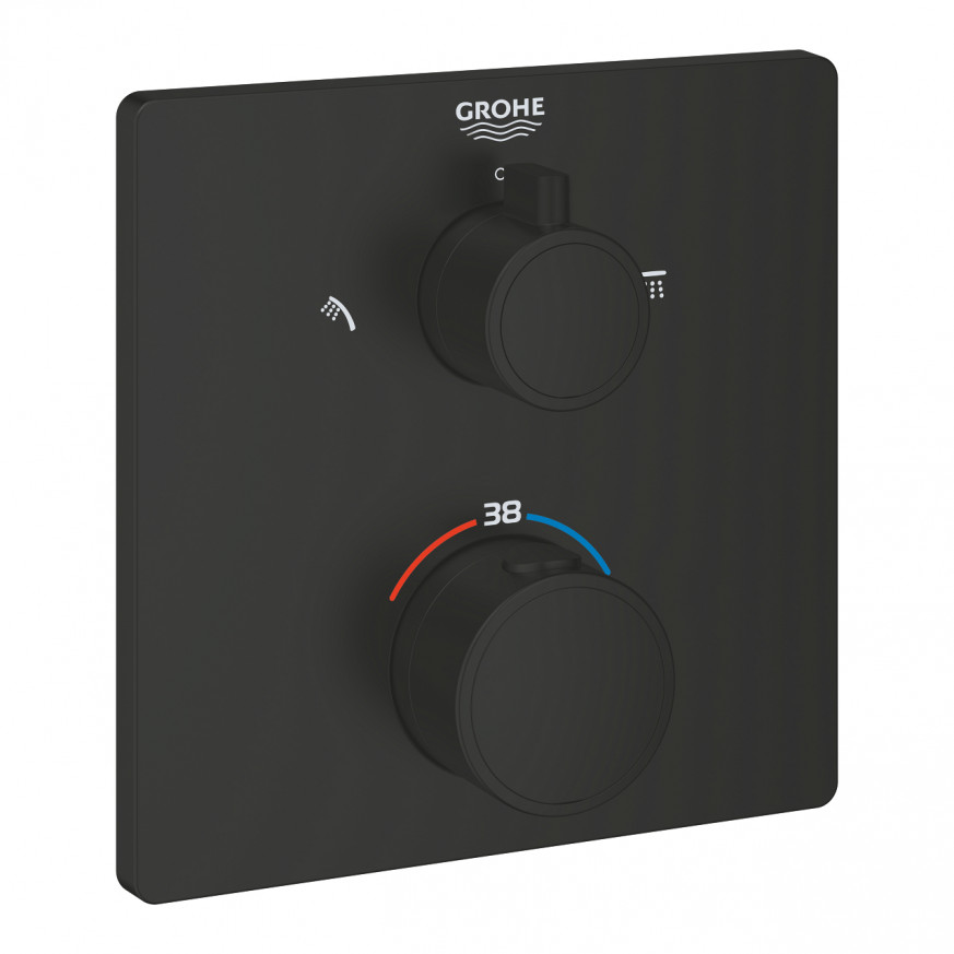 Термостатен смесител за душ с 2 изхода и вграден превключвател Grohtherm matte black