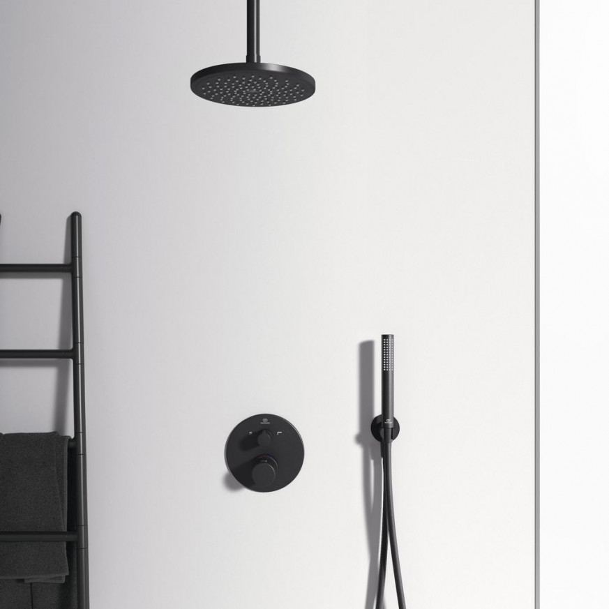 Термостатен смесител за душ и вана за вграждане Ceratherm T100 черен мат A5814XG