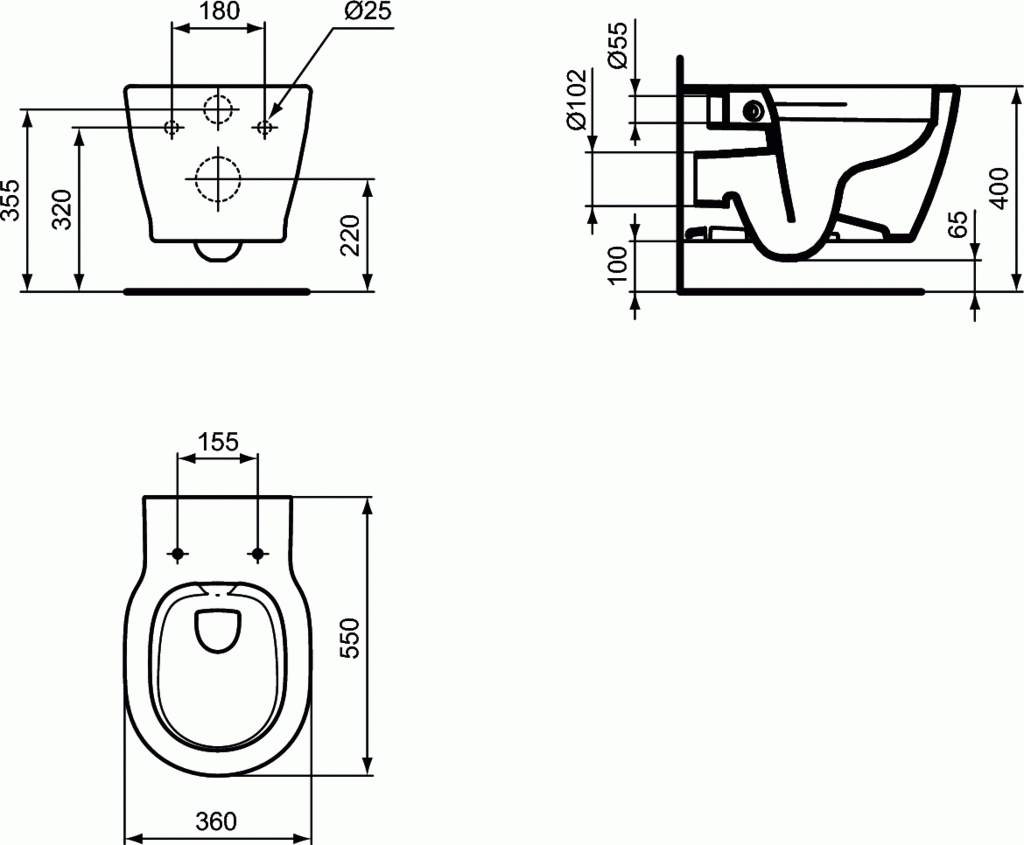 Конзолна тоалетна чиния Connect без ринг E814901