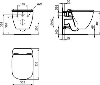 WC Комплект за вграждане Tesi AquaBlade T386701 с активатор Oleas хром R0115AA