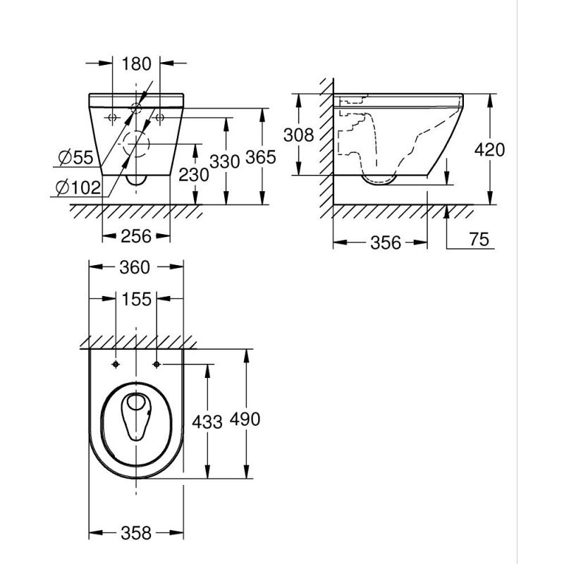 Стенна тоалетна чиния  Euro Ceramic компактна