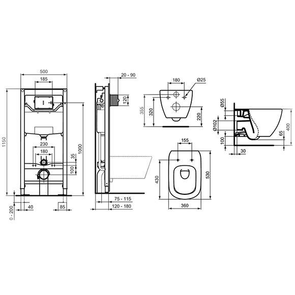 WC Комплект за вграждане Tesi AquaBlade R059801 