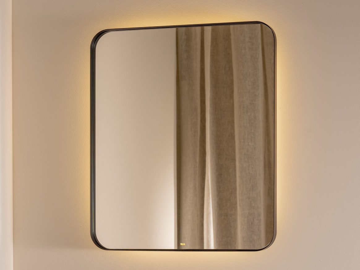 Квадратно огледало LUNA 80х80 с рамка и амбиентно LED осветление