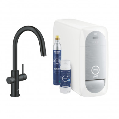 Комплект GROHE Blue Home  с C-чучур с издърпващ се аератор velvet black