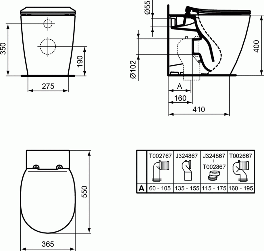 Конзолна тоалетна чиния Connect AquaBlade  E047901