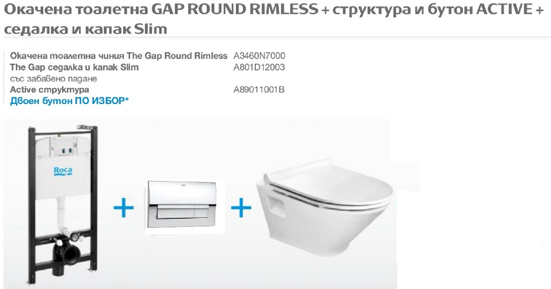 Промо комплект 4в1 Структура Active и тоалетна Gap Round Rimless