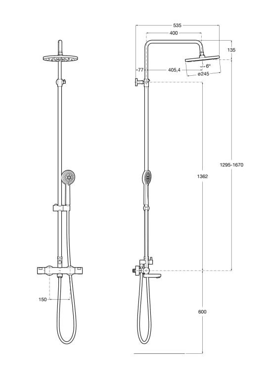 Термостатична колона за вана и душ Victoria-T Plus A5A2J18C00 с чучур
