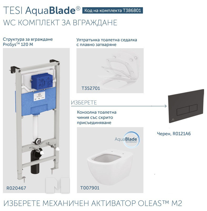 Промо комплект за вграждане Tesi Aquablade T386801/R0121A6